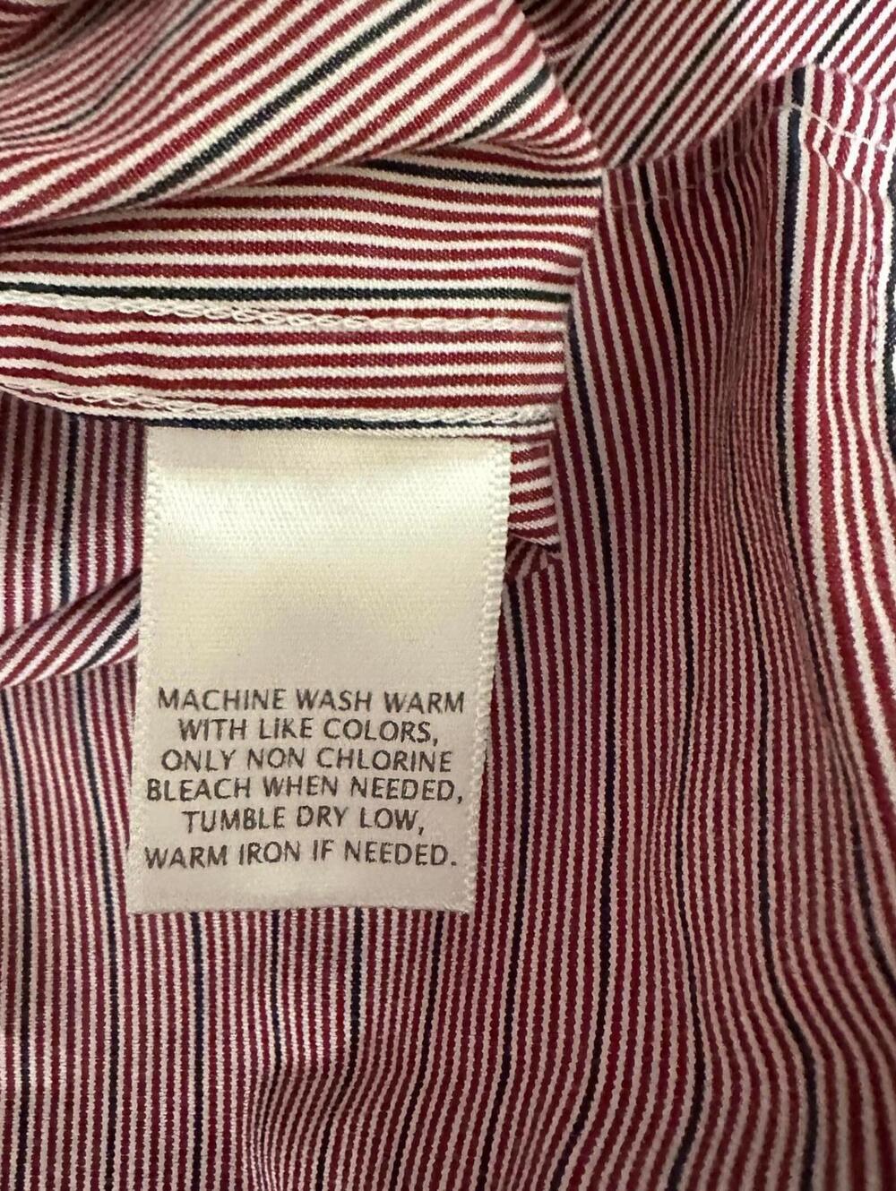 Roundtree & Yorke Men's  Button-Down Long Sleeve Burgundy Stripe Shirt - 3XT - Picture 7 of 7